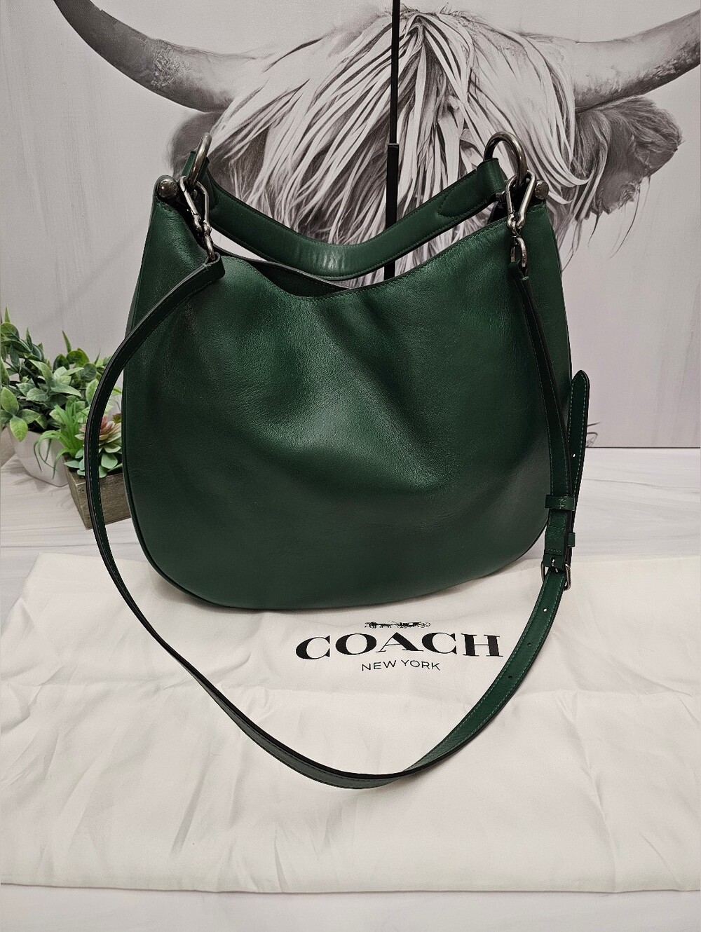 Coach Mae Hobo Hunter Green Glovetanned Leather Crossbody Bag - Picture 2 of 15